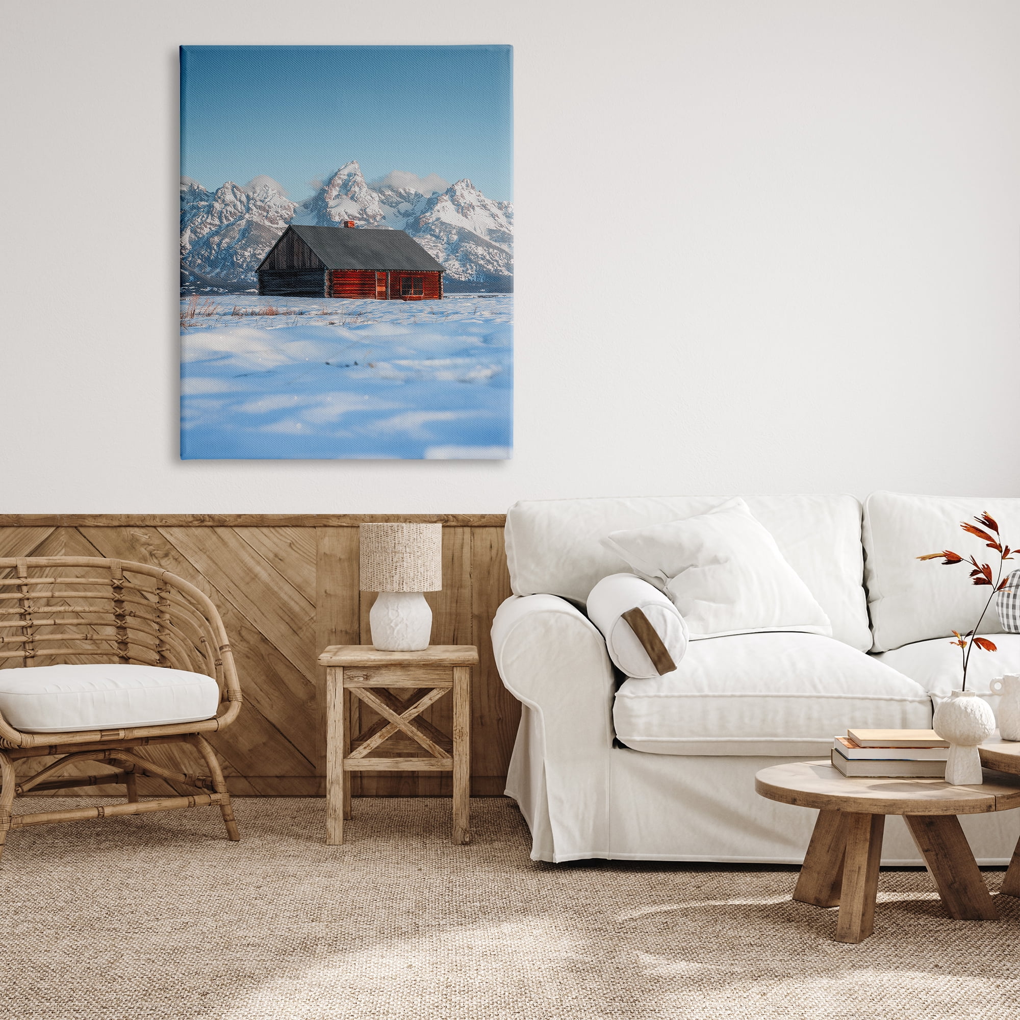 Stupell Industries Cabin in Snowy Mountains Landscape Photography Gallery Wrapped Canvas Art Print Wall Art, 36 x 48
