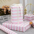 thumbnail image 7 of HOMERAL Pink Stripe Wrapping Paper Roll - 17 Inch X 33 Feet - Romantic Girly Pink Wide Striped Gift Wrap with Foil Dot Baby Girl Wrap Present Paper for Baby Shower, Bithday, Holiday, Wedding, 7 of 7