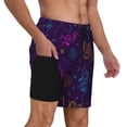 thumbnail image 3 of Picia Colorful Snake pattern Mens Swim Trunks with Compression Liner Stretch Beach Shorts Quick Dry with Zipper Pockets No-Chafing Board Shorts-Large, 3 of 9