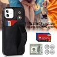 thumbnail image 3 of Design for iPhone 11/Eleven Phone Case with Screen Protector Adjustable Wrist Strap Kickstand Credit Card Slot Slim Shockproof Hybrid Rugged Protective Cover for iPhone11 Women Men 6.1 inch Black, 3 of 7