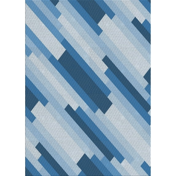 Ahgly Company Indoor Rectangle Patterned Light Blue Novelty Area Rugs, 5' x 7'