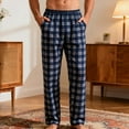 thumbnail image 4 of Xuniizn Mens Pajama Pants, Lightweight Plaid Print Elastic Waistband Drawstring Casual Home Pajamas, Breathable Soft Comfy Sleep Pants, 4 of 7