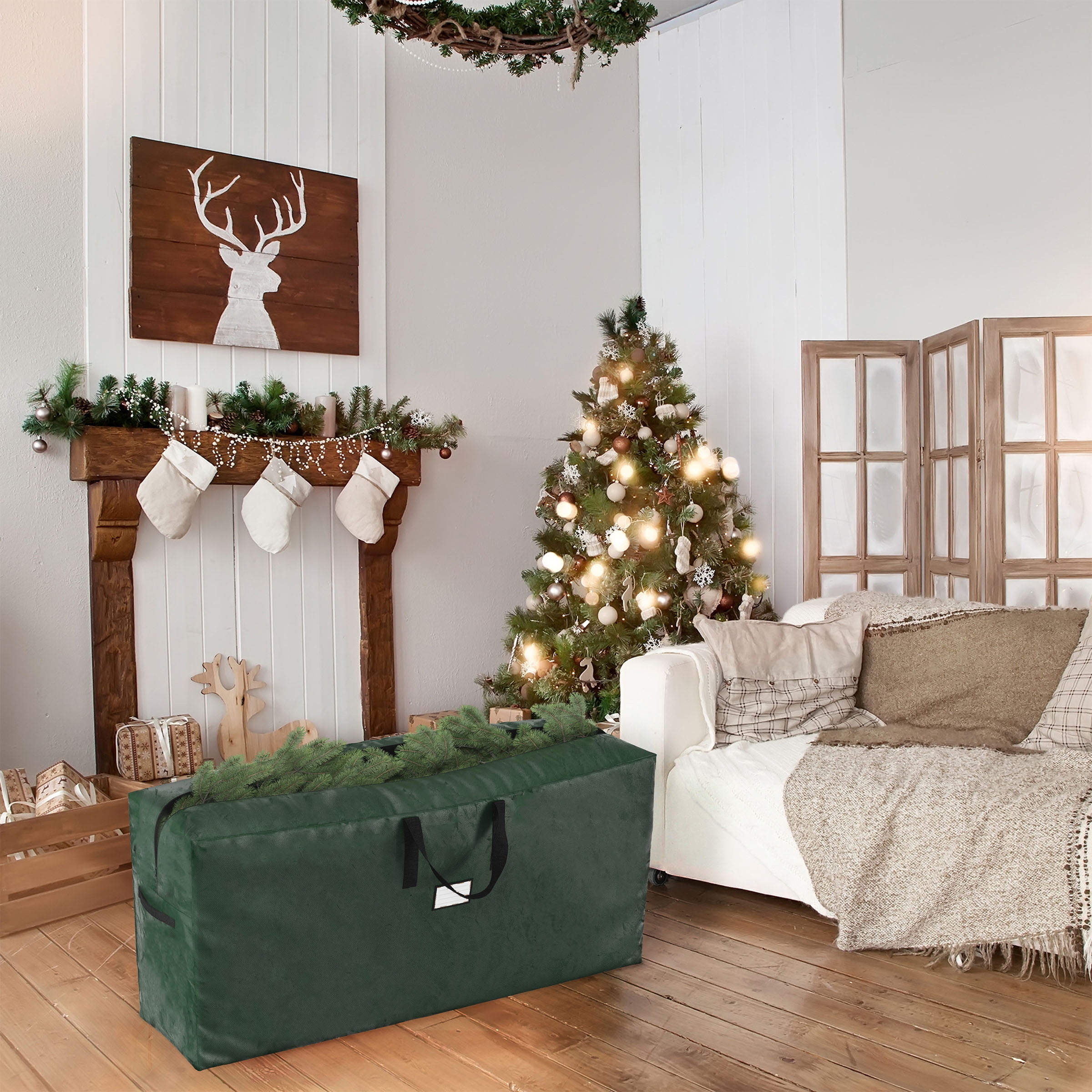 Elf Stor 48-Inch-Long with Handles and Zipper Closure for Christmas Trees, Clothing Storage (Green)