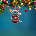thumbnail image 2 of LanSuare Christmas Cat Hanging Ornaments, 2D Flat Acrylic Cute Cat with Red Hat Pendant, Suitable for Vehicle Interior, Gift Giving, Christmas Tree Decor, 2 of 4