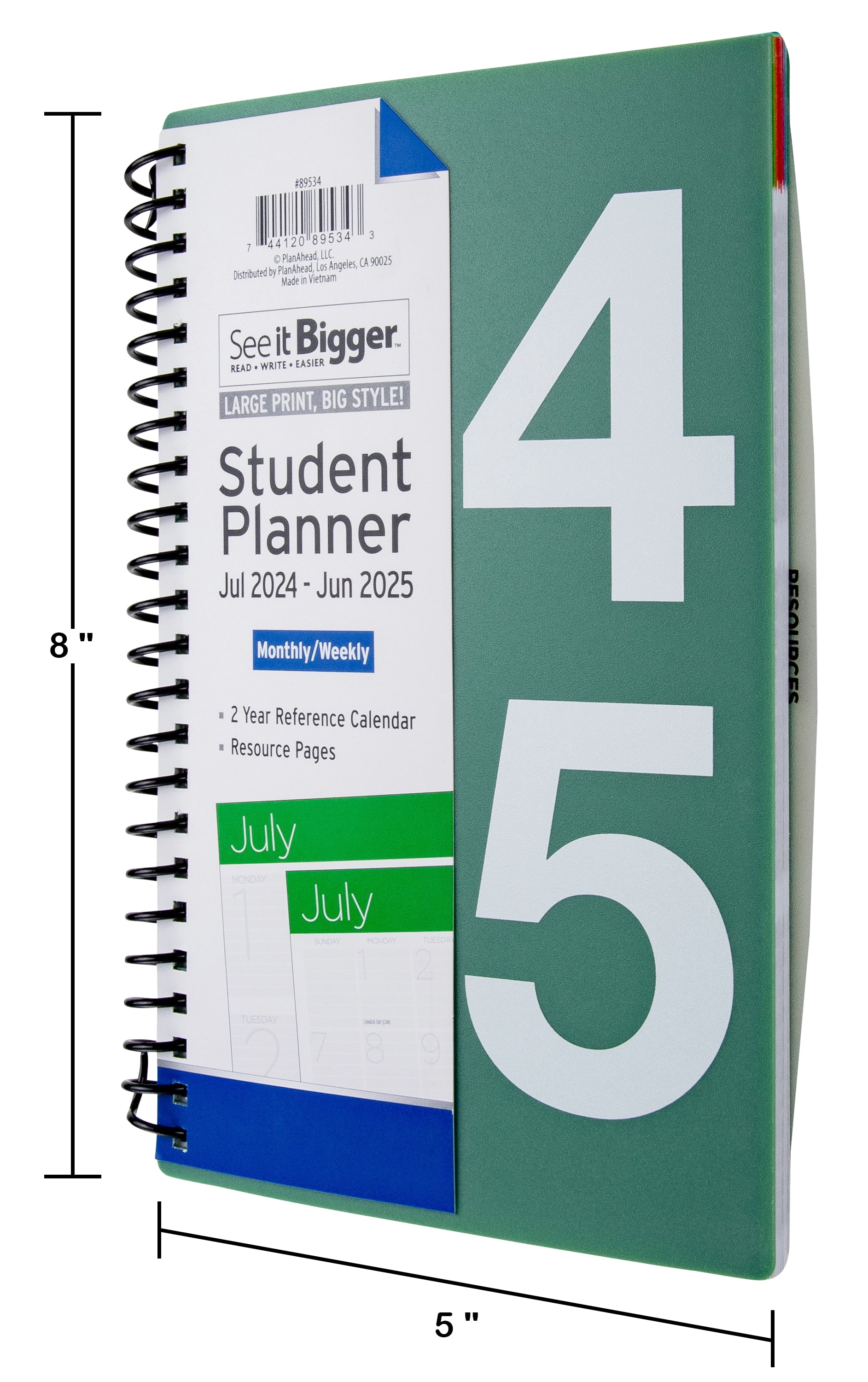 See it Bigger Academic July 2024-June 2025 Weekly Student Planner (8 x 5)