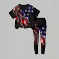 thumbnail image 5 of CCRFTGI America&nbsp;250 Summer Outfits for Children Girls Size 8 Patriotic 2 Piece Outfits American Flag Stars Short Sleeve T Shirt and Elastic Waist Pants Freedom Clothing Sets Multicolor 3-4 Years, 5 of 5