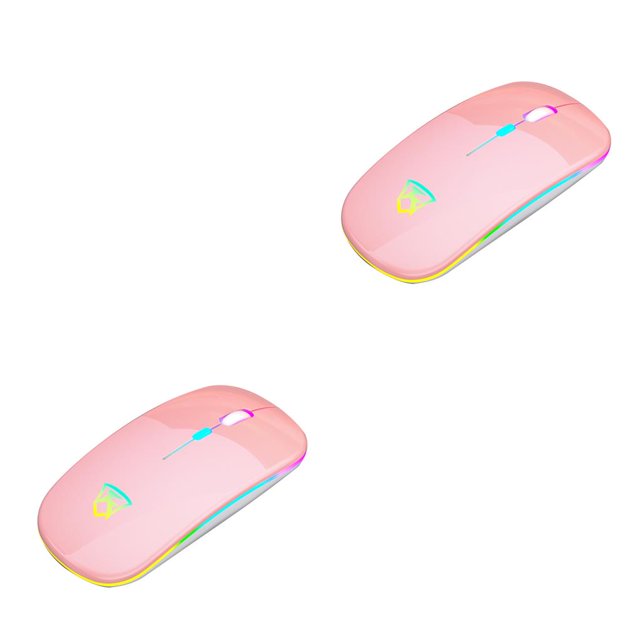Seitruly Ratón silencioso inalámbrico Ratón óptico USB Recargable LED RGB Ratón Ordenador portátil Ratones DPI ajustables con retroiluminación LED Type1 NO1
