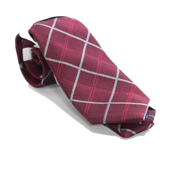 Ryan Seacrest Distinction Mens Parga Plaid Neck Tie Silk Slim Red Not Applicable