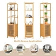 thumbnail image 6 of Giantex Tall Bamboo Cabinet, Slim Narrow Floor Freestanding Linen Tower Rack for Bathroom, Living Room or Kitchen, 6 of 8