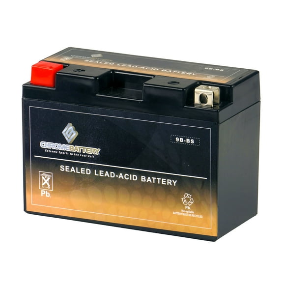 Chrome Battery YT9B-BS (9B-BS 12 Volt,8 Ah, 115 CCA) High Performance - Maintenance Free - Sealed AGM Motorcycle Battery