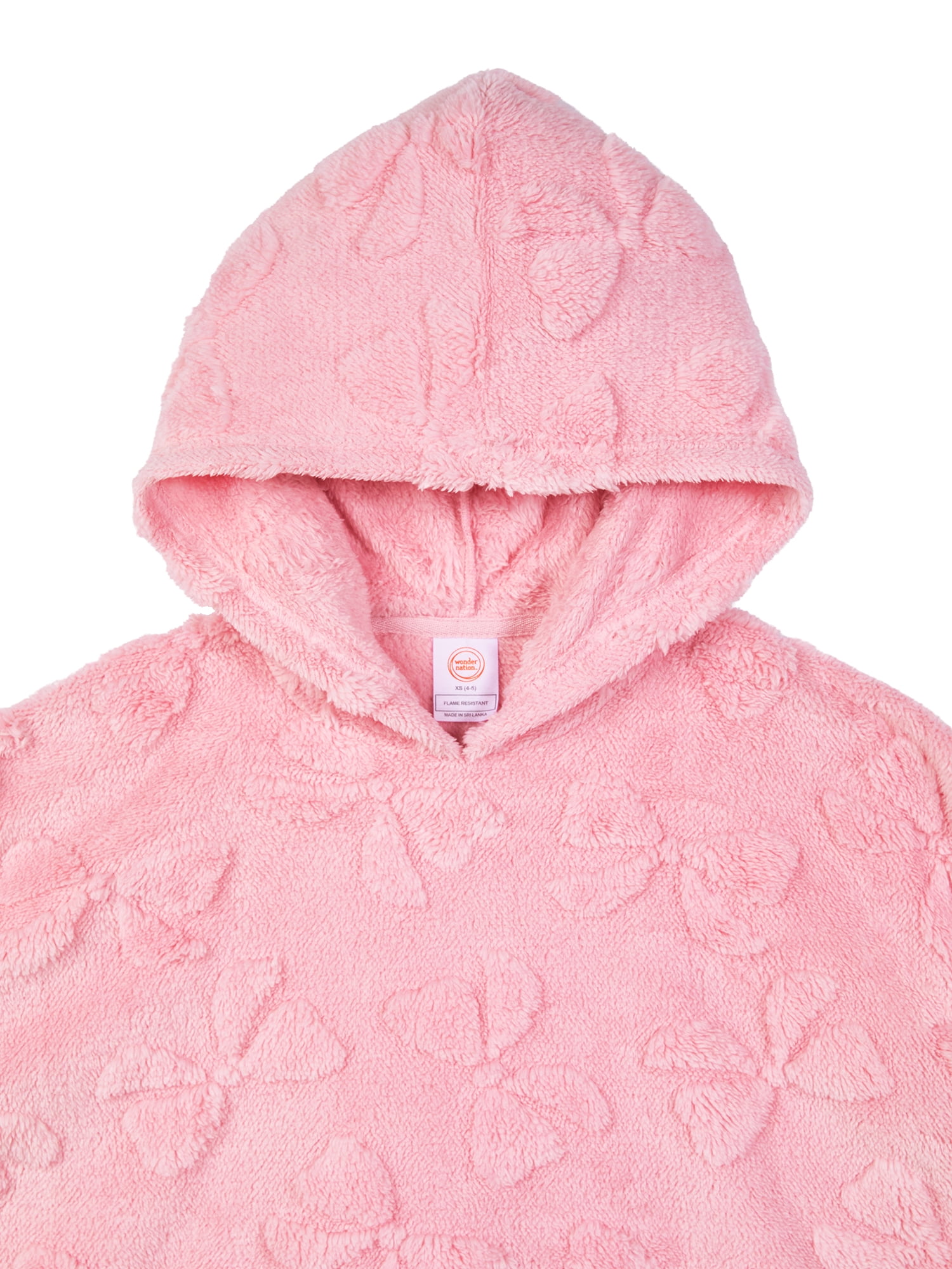 Wonder Nation Girls Long Sleeve Sleep Hoodie, One-Piece, Sizes 4-18