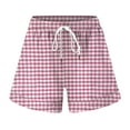 thumbnail image 4 of vigerkar Boxer Shorts for Women Summer Elastic Waist Vacation Beach Plaid Lounge Shorts Pink, M, 4 of 4