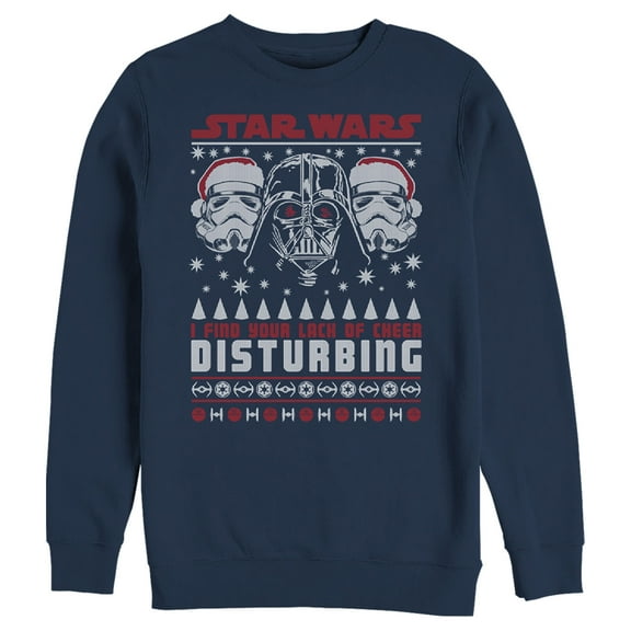 Men's Star Wars Lack of Cheer Ugly Christmas Sweater Sweatshirt Navy Blue 2X Large