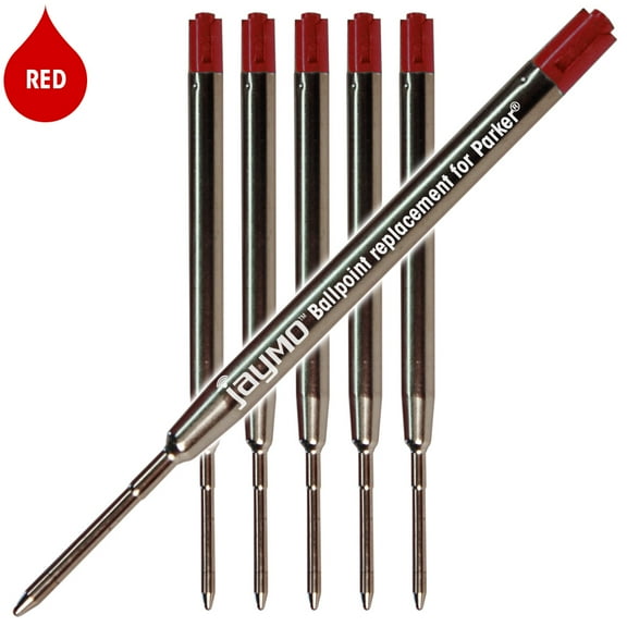 Jaymo Replacement for Parker 1950370 - Measures 3.875 in / 98 mm Long - G2 Ballpoint Pen Refill - 6 Red