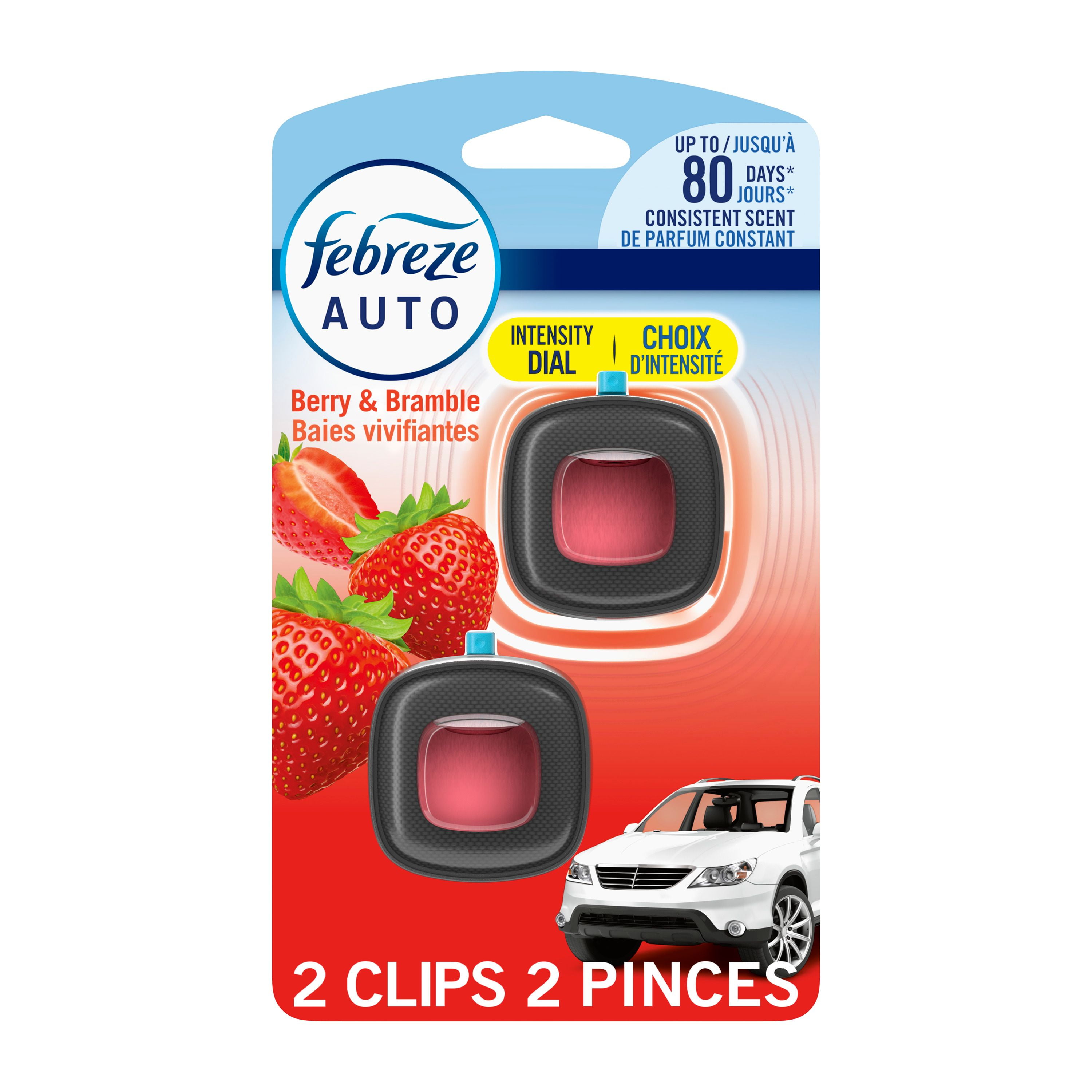 Febreze Car Air Freshener Vent Clip Berry & Bramble Scent, Car Vent Clip, 2ct