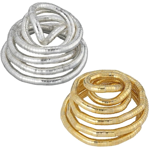 1 Box 2 Pack Bendable Snake Necklace Bendable Snake Chain 35 Inch Gold Silver Metal Versatile Flexible Adjustable Choker Chains