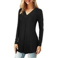 thumbnail image 2 of Amoretu Women Shirts Long Sleeved Pleated Tunic Flowy Swing Tops Black 2XL, 2 of 4