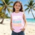 thumbnail image 3 of SGMVNU 2 Pack Girls Tank Tops Summer Casual Tropical Sleeveless Shirts Cartoon Printed Loose Fit Beach Tanks, Pink, Mint Green, Size 2-3 Years, 3 of 6
