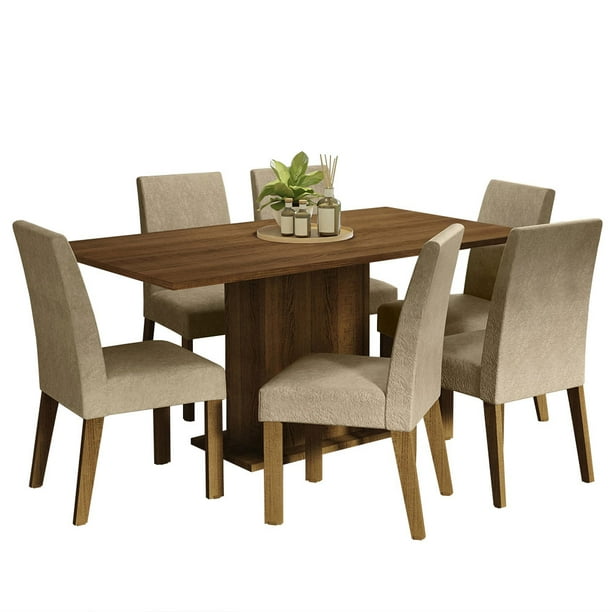 Juego de Comedor Mesa Tablero de Madera 6 Sillas Marrón Imperial Renata MADESA