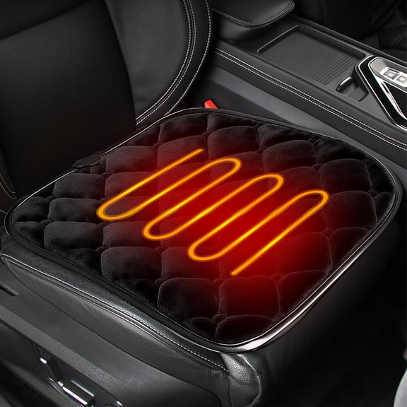 Plush Fluffy Car Seat Cover, Universal Front Seat Cushion, Non-Slip Fuzzy Seat Cover for Car Truck SUV Van, Soft Fleece Seat Protector (Black-1, 1PCS)