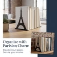 thumbnail image 4 of REGALWOVEN Decorative Metal Bookends with Hollow Tree Design, Book Ends Shelves, Non-Skid Bookshelf Black Eiffel Tower Bookend 7.9"L x 4.3"W x 6.7"H, 4 of 5