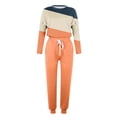 thumbnail image 5 of CHUANK Lounge Suits for Women Colorblocked Pullover Top with Drawstring Sweatpants Trendy Sets with Pockets (X-Large  Wine), 5 of 5