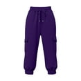 thumbnail image 3 of Outfmvch capri joggers Dance Harem Pants Baggy Dancing Pants Ruched Waist Harem Capris Yoga Fitness Sweatpants Workout Pants Women Cropprd Pants with Pockets Beach Pants for Women Dark Purple XL, 3 of 6