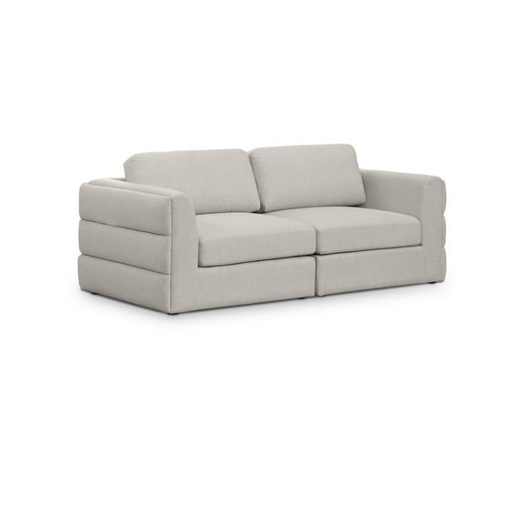 Meridian Furniture Beckham Beige Durable Linen Textured Fabric Modular Sofa