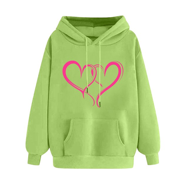 Plebaso Sweat à Capuche pour Femmes Mignon Cœur Manches Longues Décontracté avec Poches