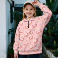 thumbnail image 2 of Uorisanigo Girls Half Zip Cropped Pullover Sweatshirt Loose Pink Piggy Long Sleeve Shirts Top Fall Spring Outfits Clothes Quarter Zipper Hoodies No Hood for Sports and Daily Wear, 2 of 7