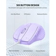 thumbnail image 3 of TECKNET Wired Mouse, 6-Button Corded with 4 Adjustable DPI, Optical Ergonomic Design, 5FT Cord for Laptop, Chromebook, PC, Desktop, Mac, Notebook - LT.Purple, 3 of 9