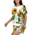 thumbnail image 2 of Naloa Plump Sunflower And Sketch Women's Short-Sleeved Pajama Set, Loungewear, Summer pajamas, Breathable Cozy - Small, 2 of 9