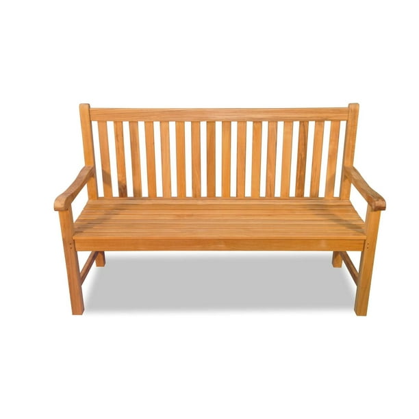 60 Natural Teak Outdoor Patio Block Island Wooden Bench Walmart