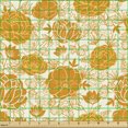 thumbnail image 2 of Ambesonne Floral Fabric by the Yard Upholstery, Vibrant Blossoming Flowers, 3 Yards, Marigold and Cream, 2 of 5