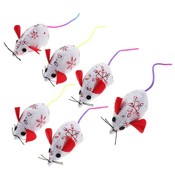 KAKOWELY 6 juguetes de peluche con forma de ratón para gatos y gatitos.