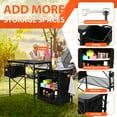 thumbnail image 3 of Portable Folding Camping Kitchen Table, Outdoor Cook Station with Storage Organizer, Light Pole, Side Bag & Hooks for BBQ, Picnic, Beach, Tailgating, RV Trips, 3 of 8