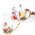 thumbnail image 4 of Tea Mug, Heat Resistant Glass Mug Delicate Transparent Drinkware With Spoon For Tea Ceremony Red Rose 350ml, 4 of 8
