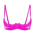 thumbnail image 3 of Lencería de mujer, encaje Floral transparente con aros, Push Up, sujetador de copa 1/4, ropa interior, correa ajustable, sin forro, pecho abierto, sujetador expuesto, 3 of 5