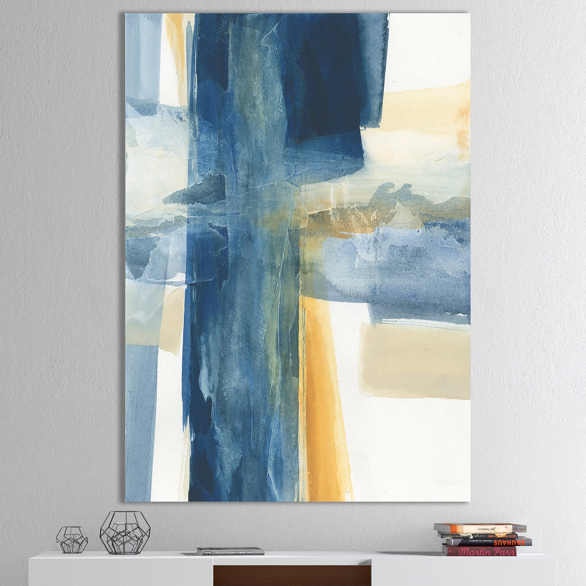 Designart 'Indigo Panel VI' Glam Modern Canvas Artwork