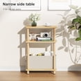 thumbnail image 4 of Small Narrow Side Table, 3-Tier Skinny End Table for Small Spaces, Slim Nightstand with Fabric Basket, Bedside Table for Living Room, Bedroom, Natural, 4 of 8
