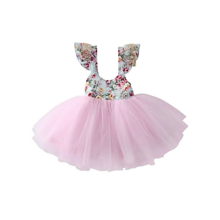 

suanret Newborn Toddler Kids Baby Girls Dress Princess Party Dress Sundress