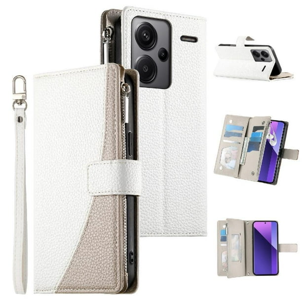 Funda cartera GANGXUN para Xiaomi Redmi Note 13 Pro Plus 5G , cuero PU con tarjetero, cremallera, correa de mano, soporte y protección 1257°