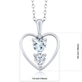 thumbnail image 2 of 925 Sterling Silver Sky Blue Aquamarine White Moissanite and White Lab Grown Diamond Pendant Necklace for Women (0.65 Cttw, Gemstone March Birthstone, Heart 5MM and 4MM, with 18 inch Silver Chain), 2 of 3