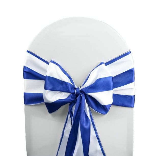 Your Chair Covers 10 Pack Satin Sashes Royal Blue White Striped Com 10 Pack Satin Sashes Royal Blue White, Royal Blue Chair Sashes