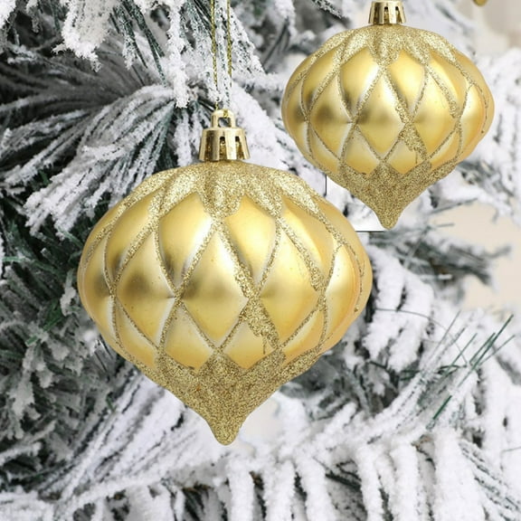 Twfbrm 3 Pcs Christmas Ball Ornaments for Xmas Tree, 3.5" Shatterproof Onion Shape Decorative Ball Pendants, Glitter Christmas Decorations Christmas Tree Hanging Baubles for Party Wedding Holiday