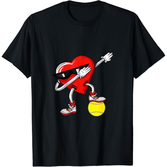 Sam Soft Boys Valentines Day Tennis Heart Dab Dance Sunglasses T-Shirt Full Size S-5Xl