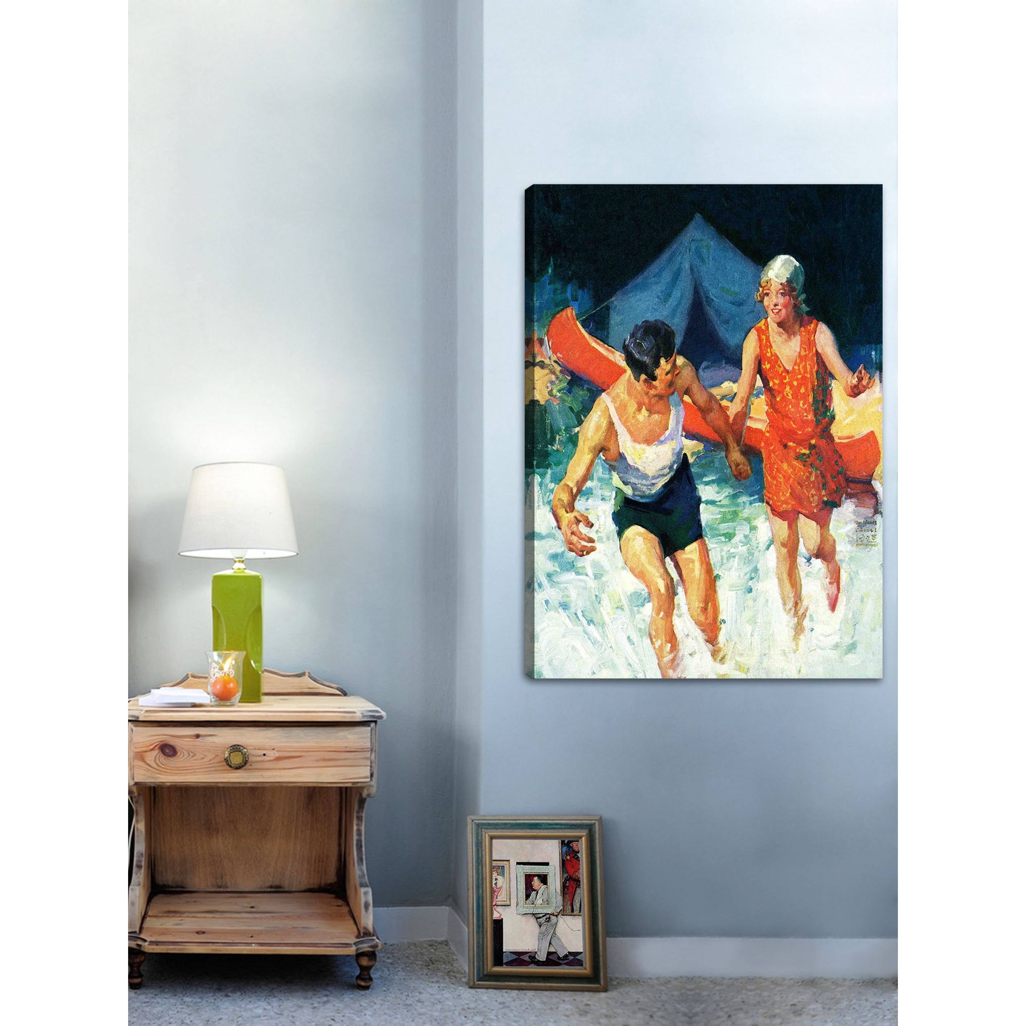 Marmont Hill Camping Couple Goes Swimming by WM. Meade Prince Painting Print on Canvas