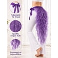 thumbnail image 3 of FEOYA Belly Dance Skirt for Women Sequin Tulle Hip Scarf Belt Adjustable Tie Waist Tassel Ruffle Dancewear Dancing Performance Rave Festival Purple, 3 of 7