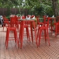 thumbnail image 2 of Flash Furniture Declan Commercial Indoor/Outdoor Bar Top Table, 30" Round All Weather Brown Poly Resin Top with Red Steel base, 2 of 11