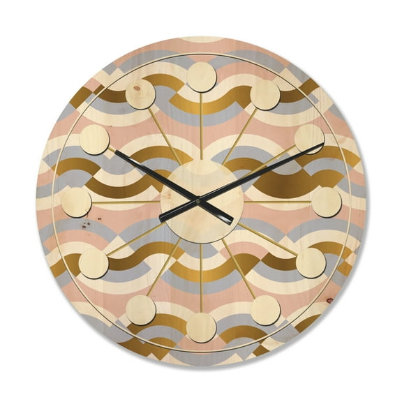 Designart 'Retro Geometric Braids Wave' Mid-Century Modern Wood Wall Clock
